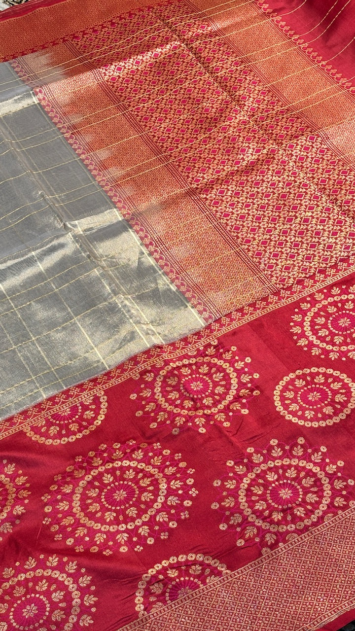Silver Tissue Banarasi Silk Handwoven Saree