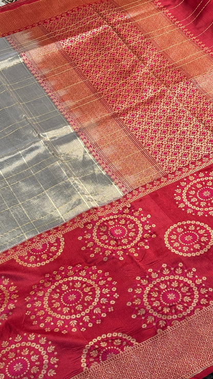 Silver Tissue Banarasi Silk Handwoven Saree
