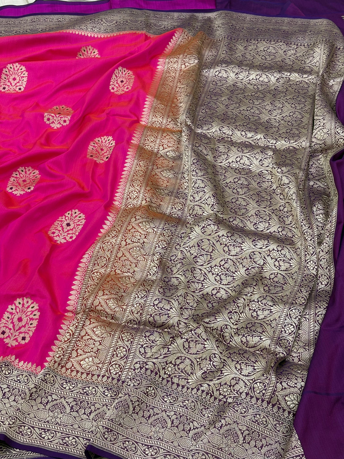 Rani Pink Banarasi Pure Katan Silk Handwoven Saree