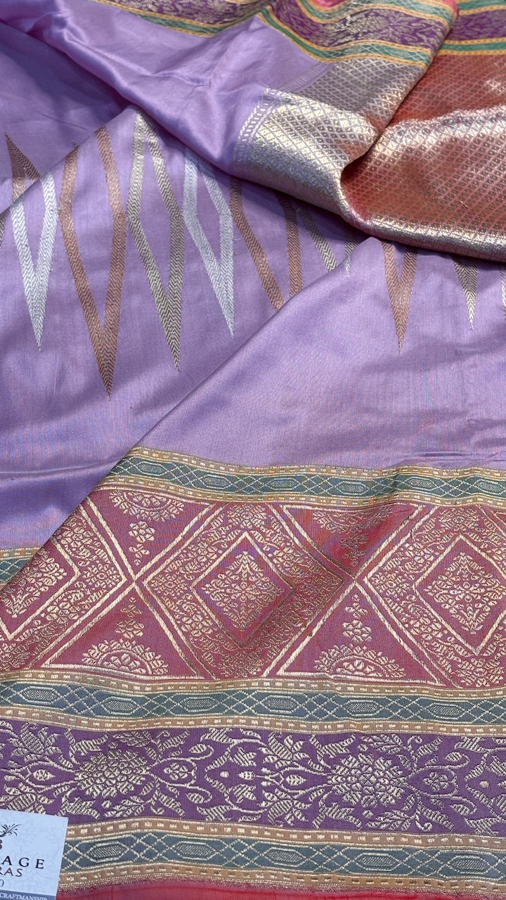Lavender Pure Banarasi Katan Silk Saree