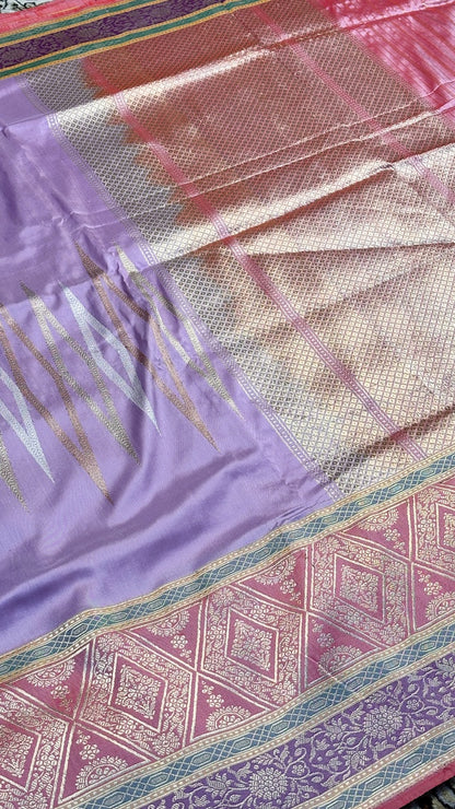 Lavender Pure Banarasi Katan Silk Saree
