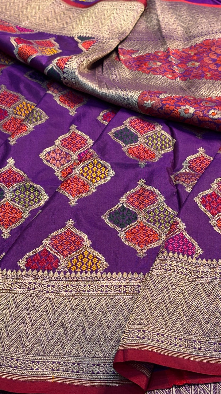 Purple Pure Banarasi Katan Silk Saree