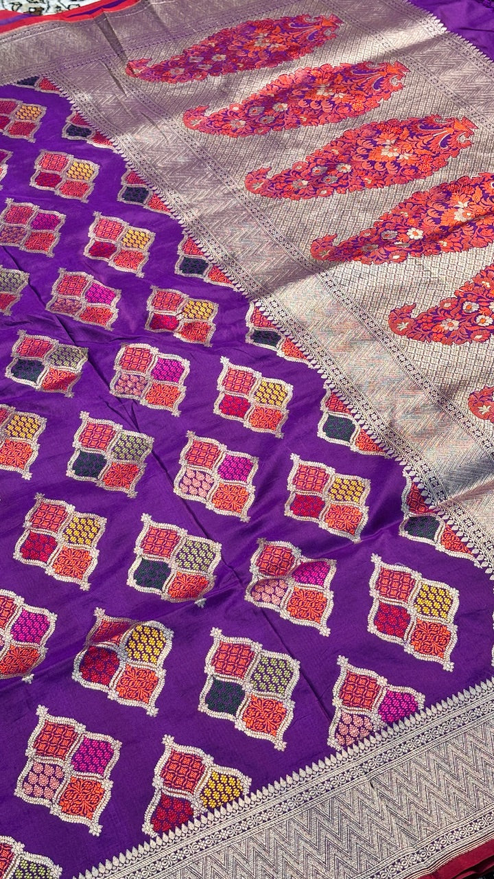 Purple Pure Banarasi Katan Silk Saree