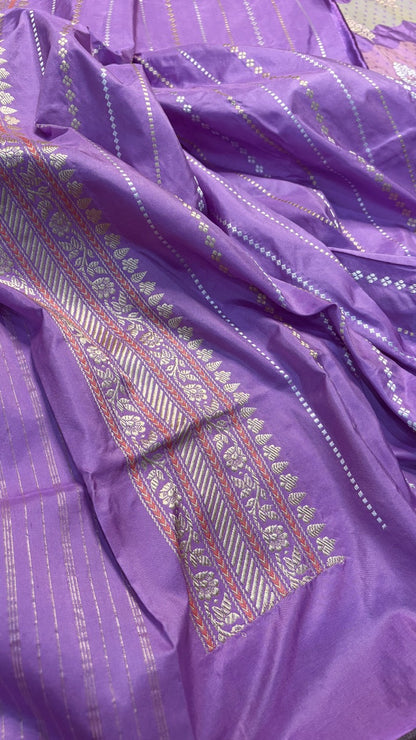 Lavender Pure Banarasi Rangkaat Katan Silk Saree