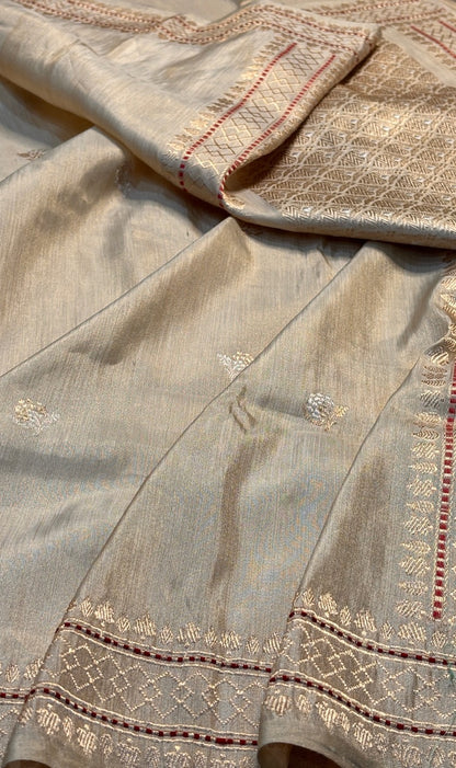Ivory Tissue Banarasi Silk Handwoven Saree