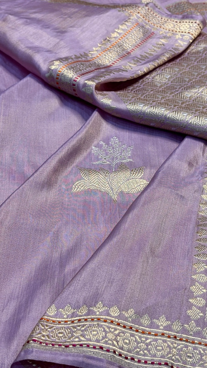 Lavender Tissue Banarasi Silk Handwoven Saree
