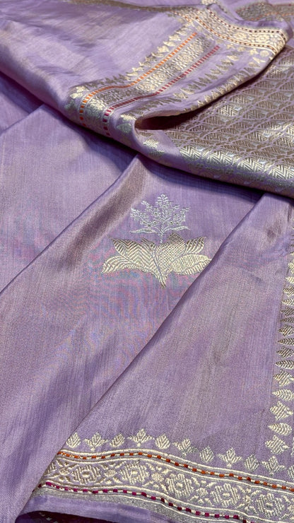 Lavender Tissue Banarasi Silk Handwoven Saree