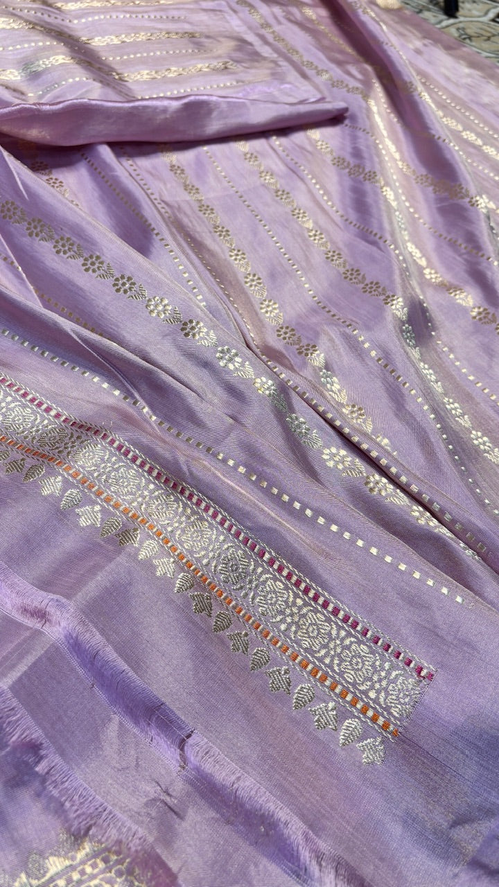 Lavender Tissue Banarasi Silk Handwoven Saree