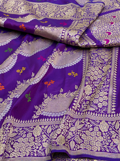 Purple Banarasi Ektara Jaal Saree