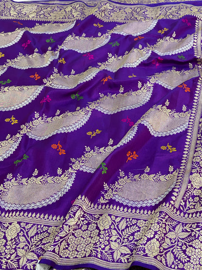 Purple Banarasi Ektara Jaal Saree