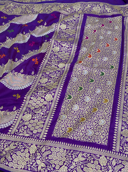 Purple Banarasi Ektara Jaal Saree