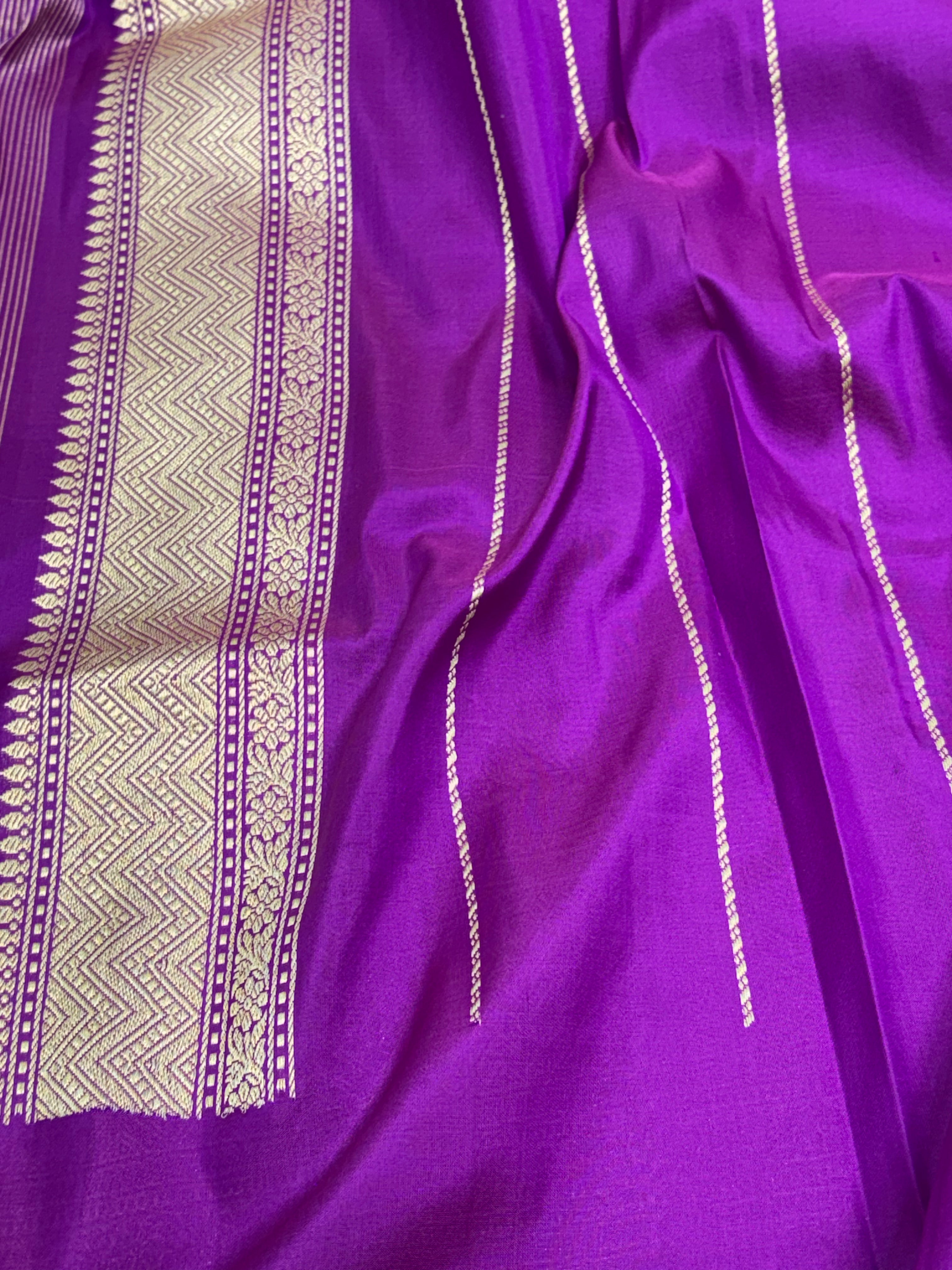 Royal Purple Katan Silk Meenakari Buta Jaal Banarasi Saree