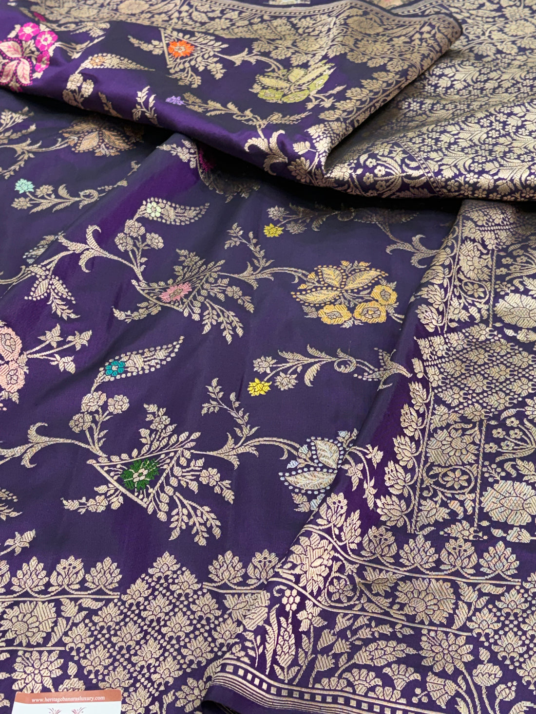 Purple Banarasi Pure Katan Silk Meenakari Jaal Weaving Saree