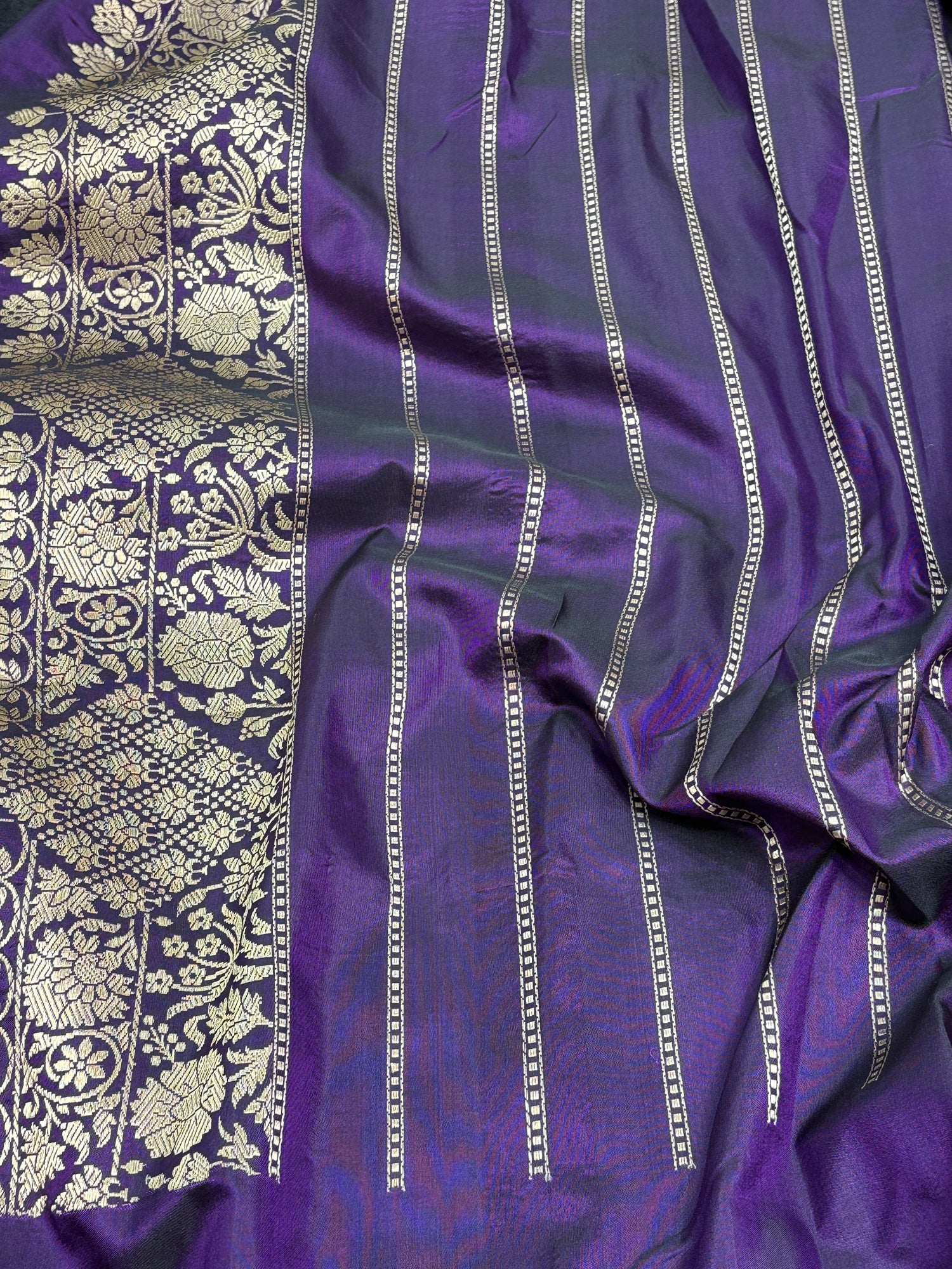 Purple Banarasi Pure Katan Silk Meenakari Jaal Weaving Saree