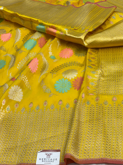 Yellow Traditional Banarasi Katan Silk Saree