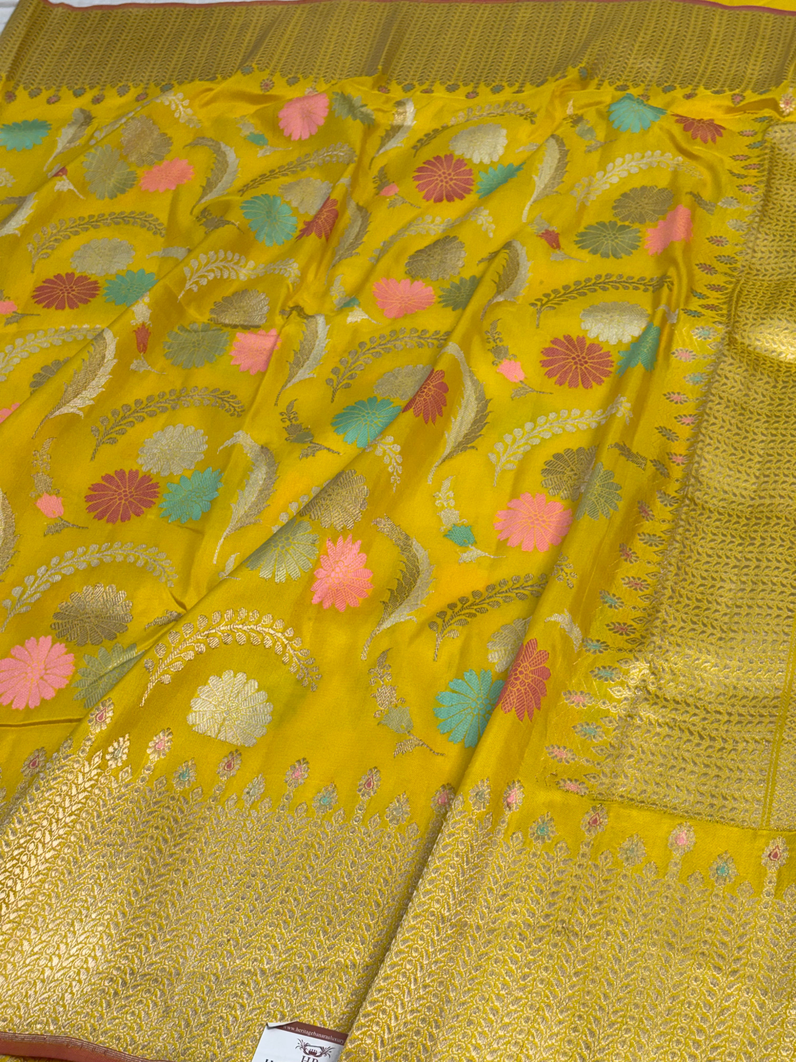 Yellow Traditional Banarasi Katan Silk Saree