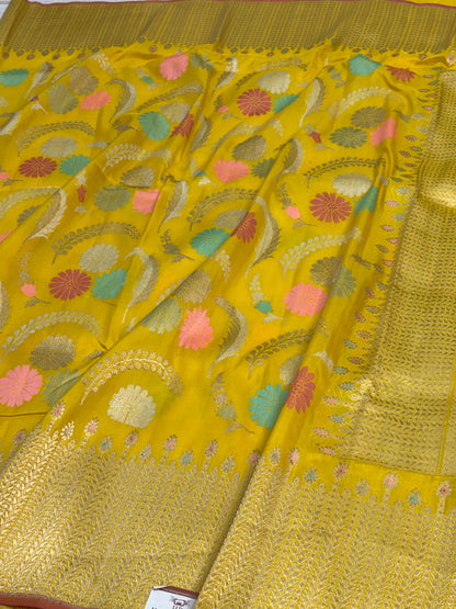 Yellow Traditional Banarasi Katan Silk Saree