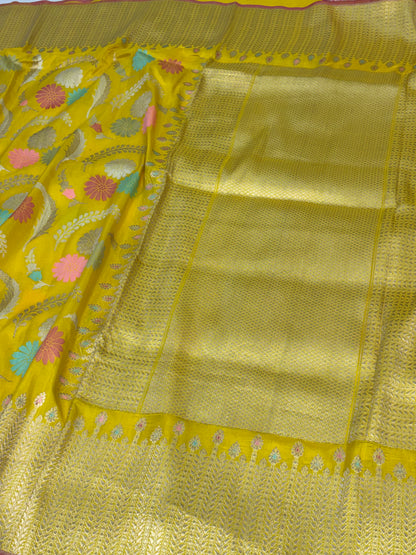 Yellow Traditional Banarasi Katan Silk Saree