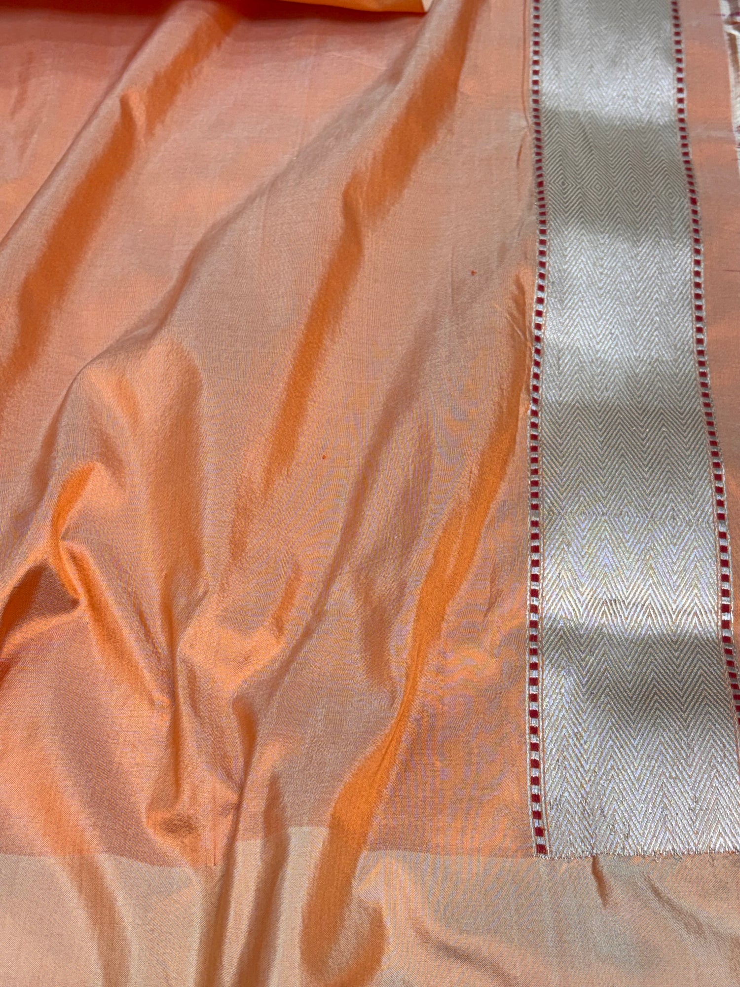 Orange Banarasi Katan Silk Ektara Jaal Saree with Meenakari Border