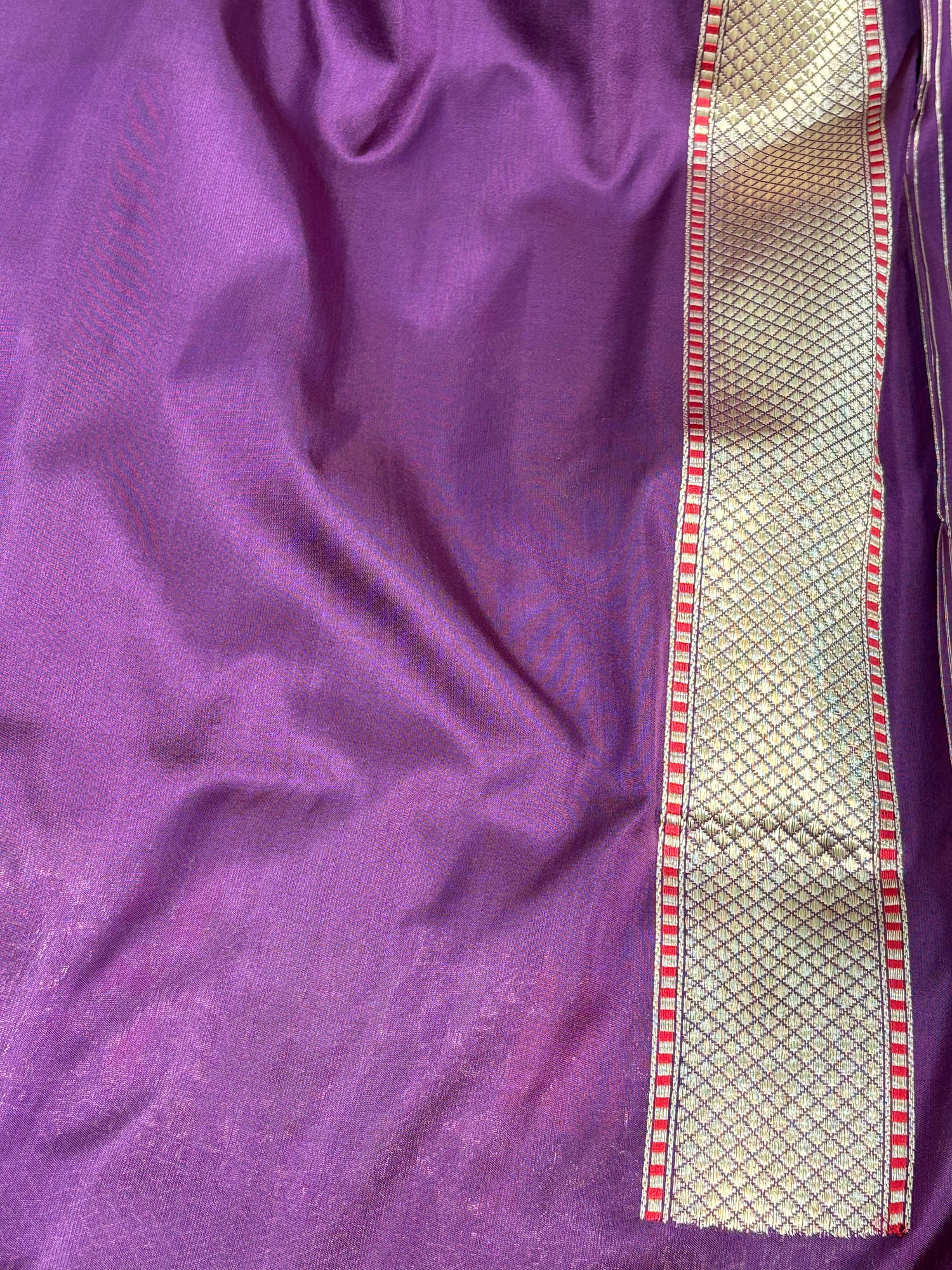 Purple Banarasi Handwoven Pure Katan Silk Saree with Rich Meenakari Border and Pallu