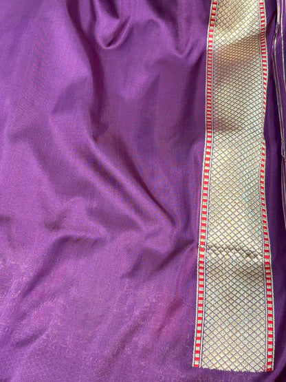 Purple Banarasi Handwoven Pure Katan Silk Saree with Rich Meenakari Border and Pallu