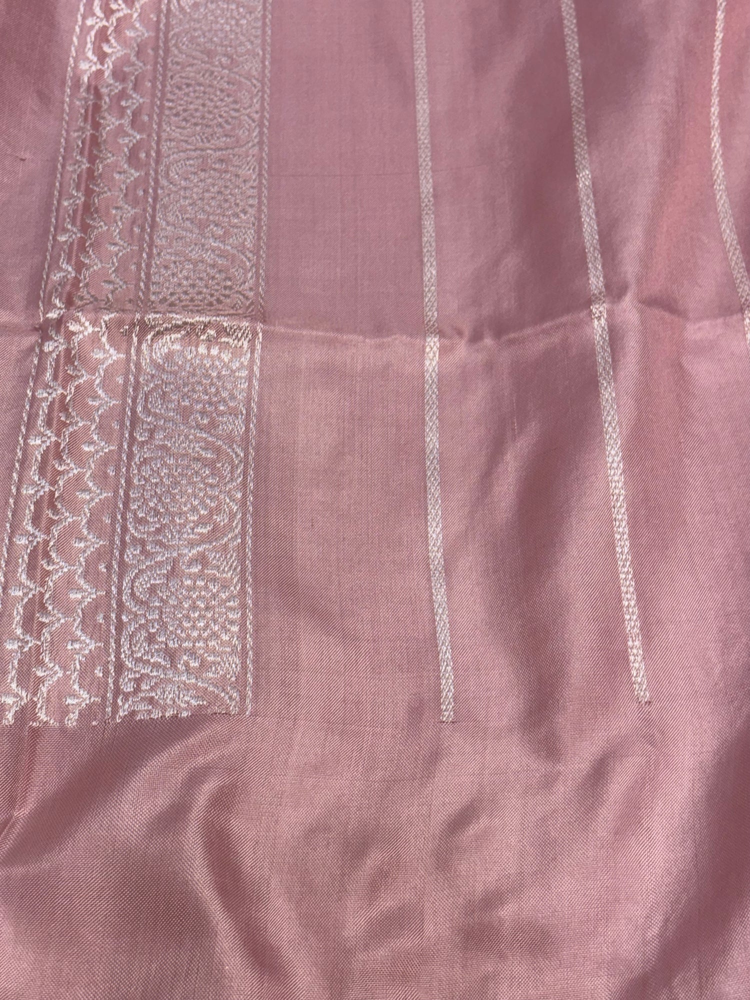Baby Pink Handloom Pure Katan Silk Ektara Weaving Saree