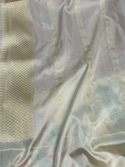 Red Kadhiyal Banarasi Katan Silk Saree with Meenakari White Katan Silk