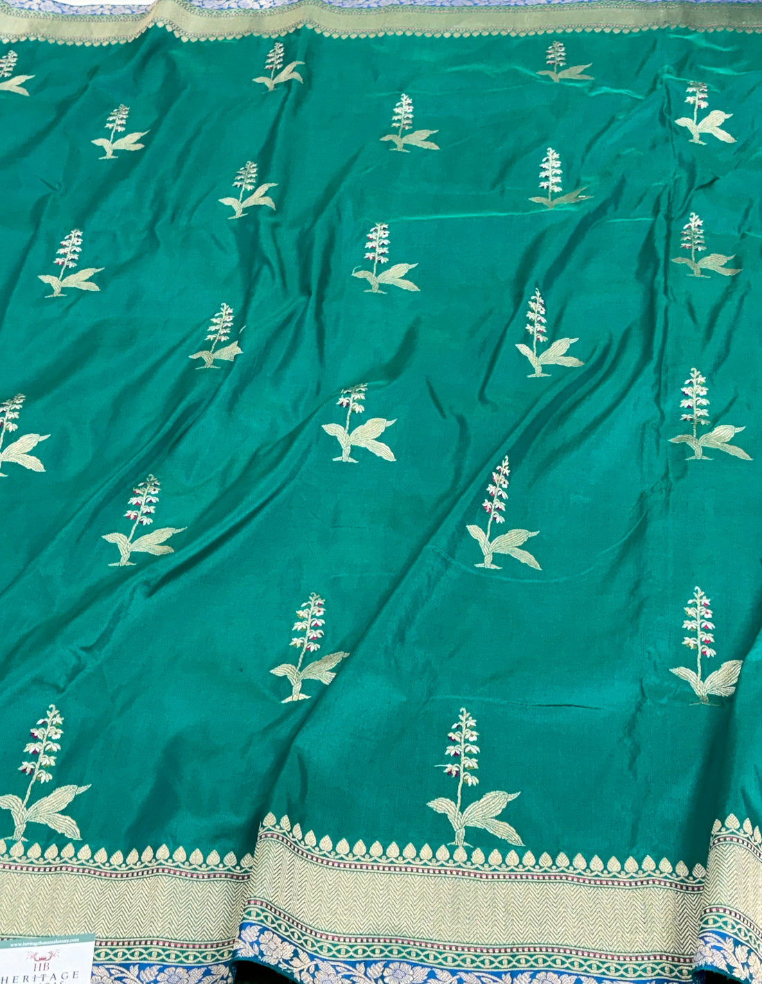 Rama Green Banarasi Pure Katan Silk Saree