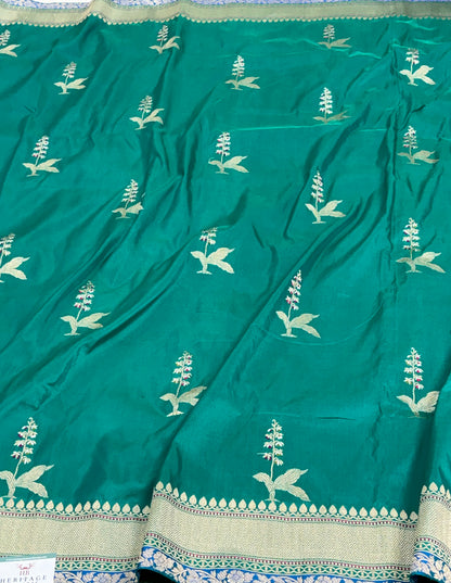 Rama Green Banarasi Pure Katan Silk Saree
