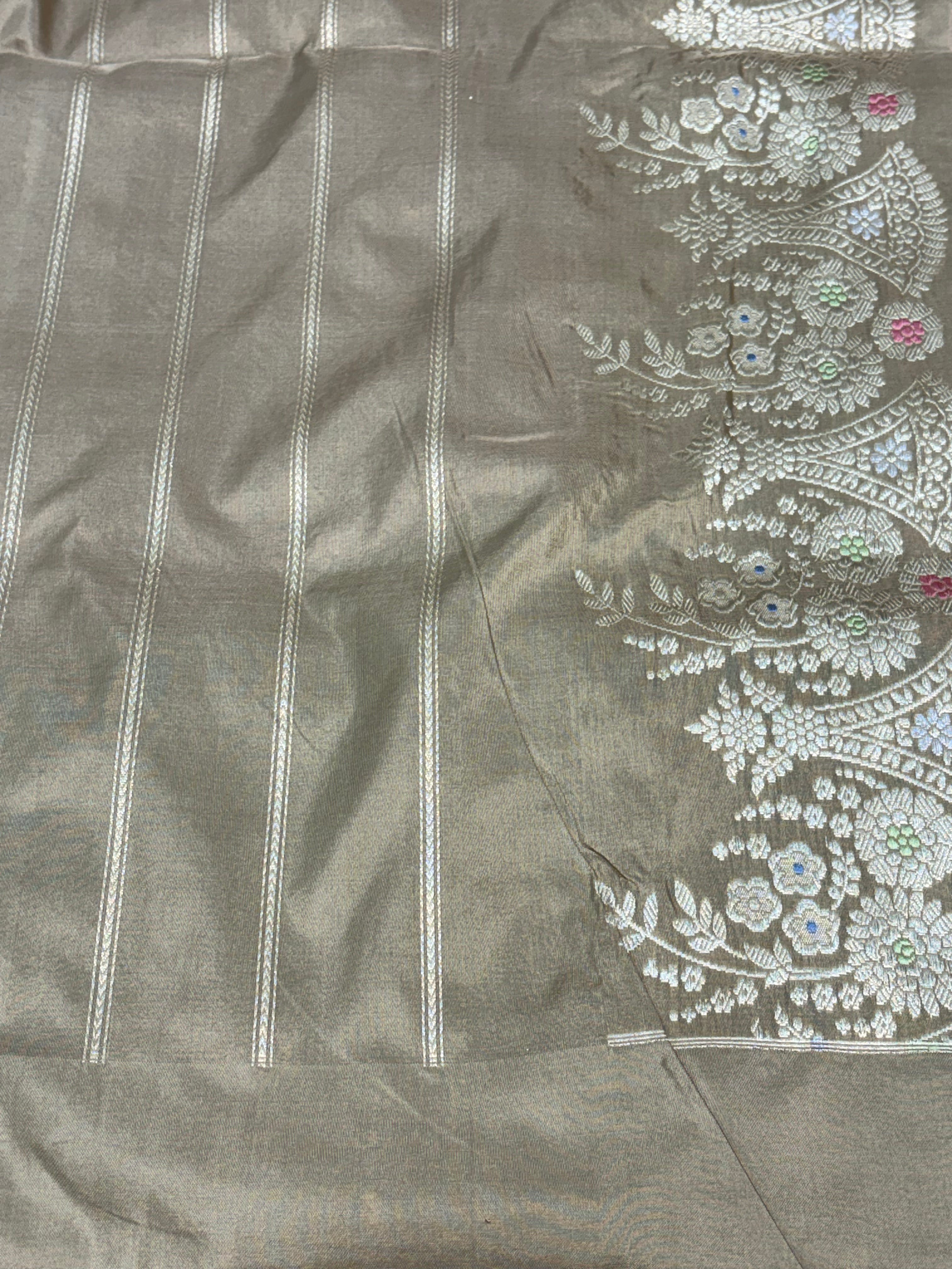 Pink Handwoven Modern Banarasi Pink Brocade Saree with Meenakari Border