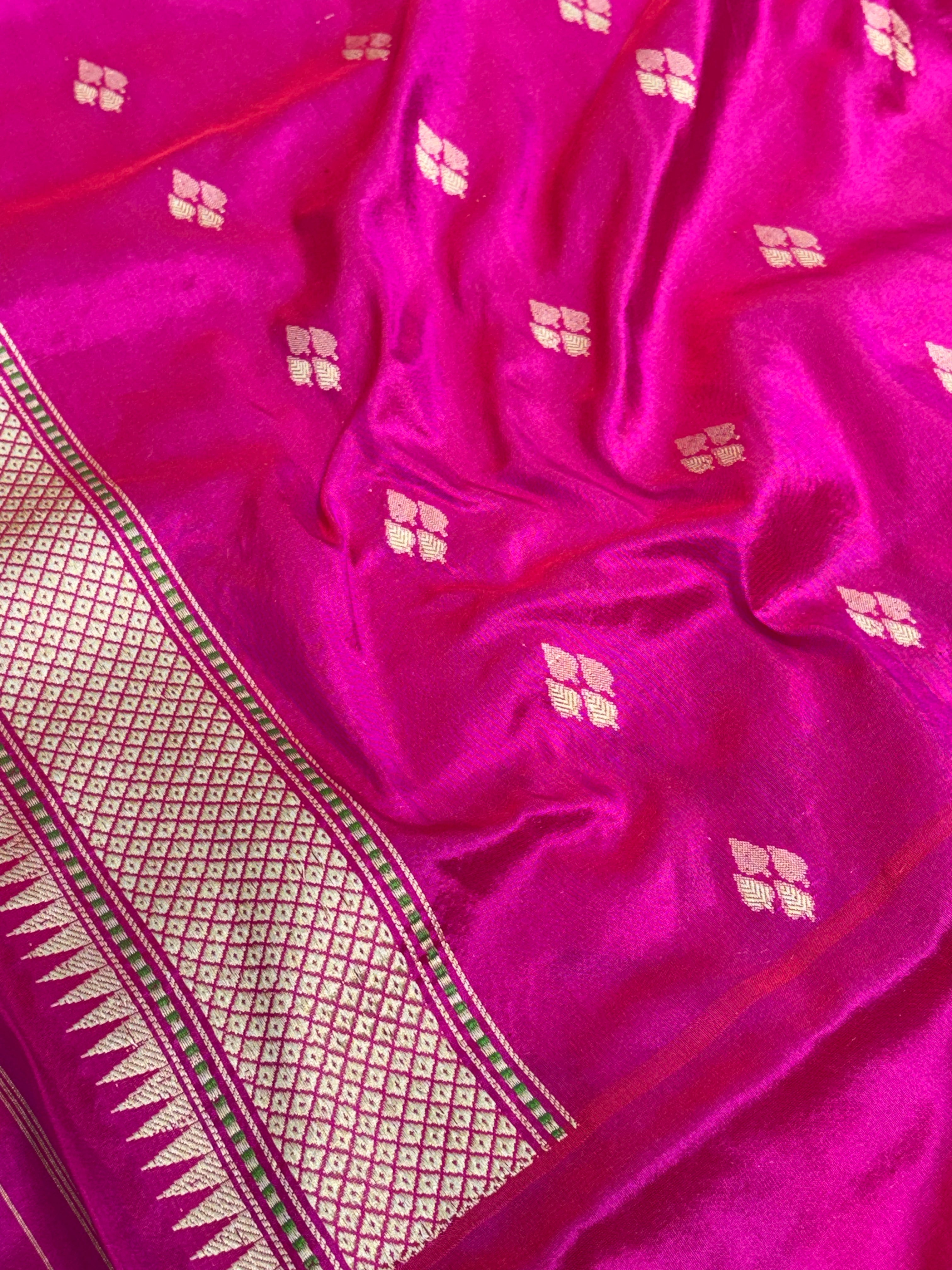 Pink Tissue Kadhiyal Banarasi Saree with Katan silk meenakari border