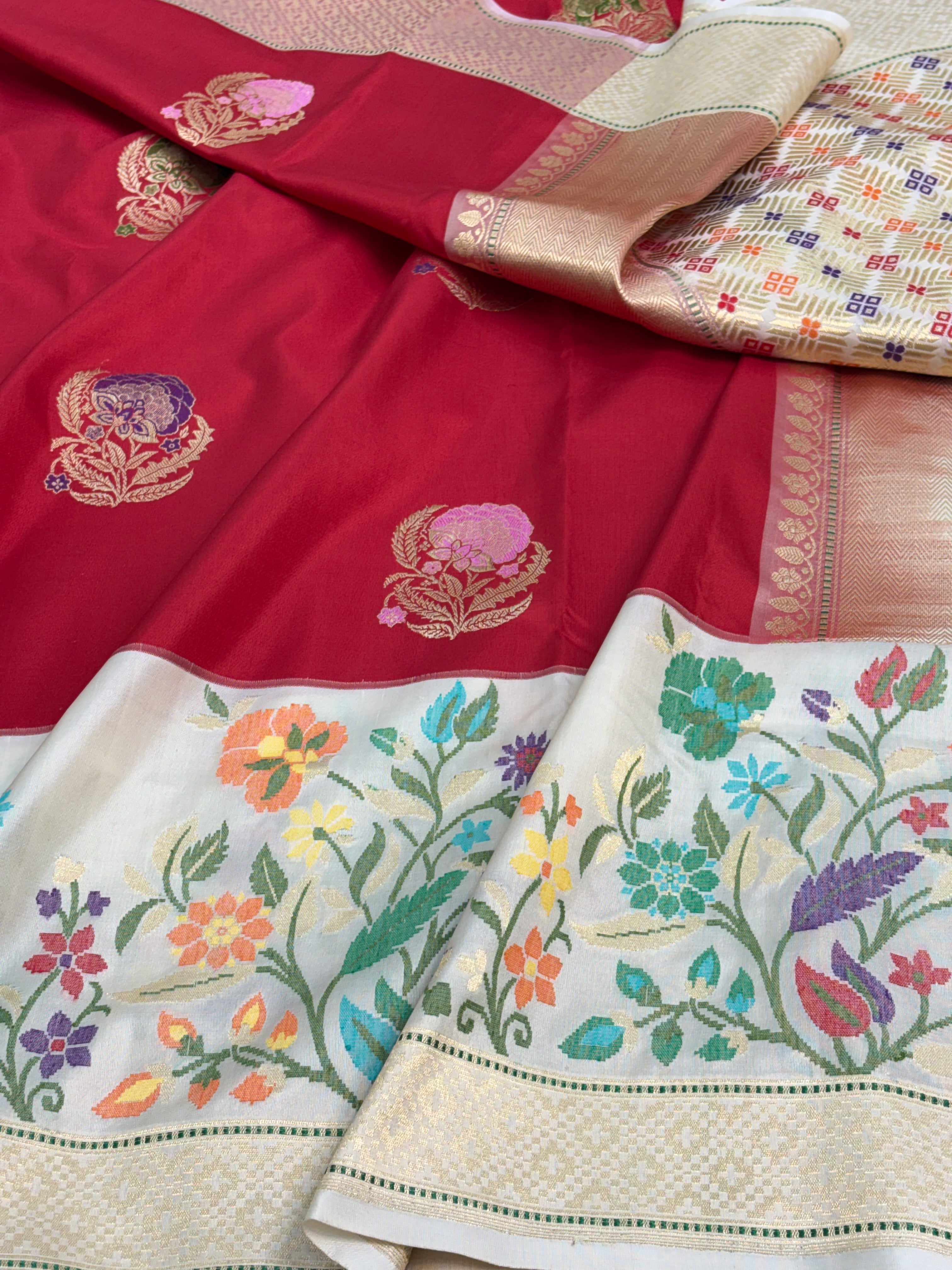 Red Kadhiyal Banarasi Saree