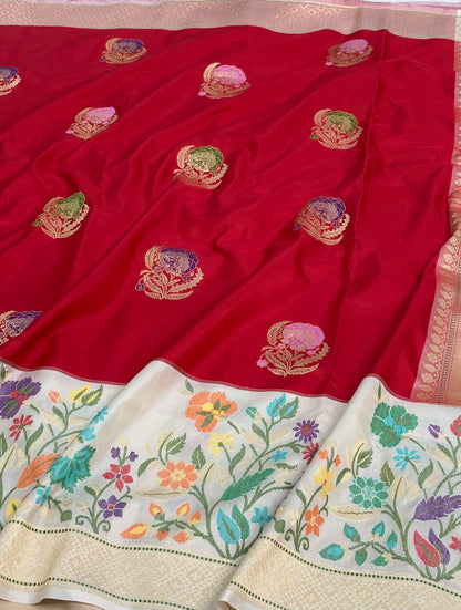 Red Kadhiyal Banarasi Saree