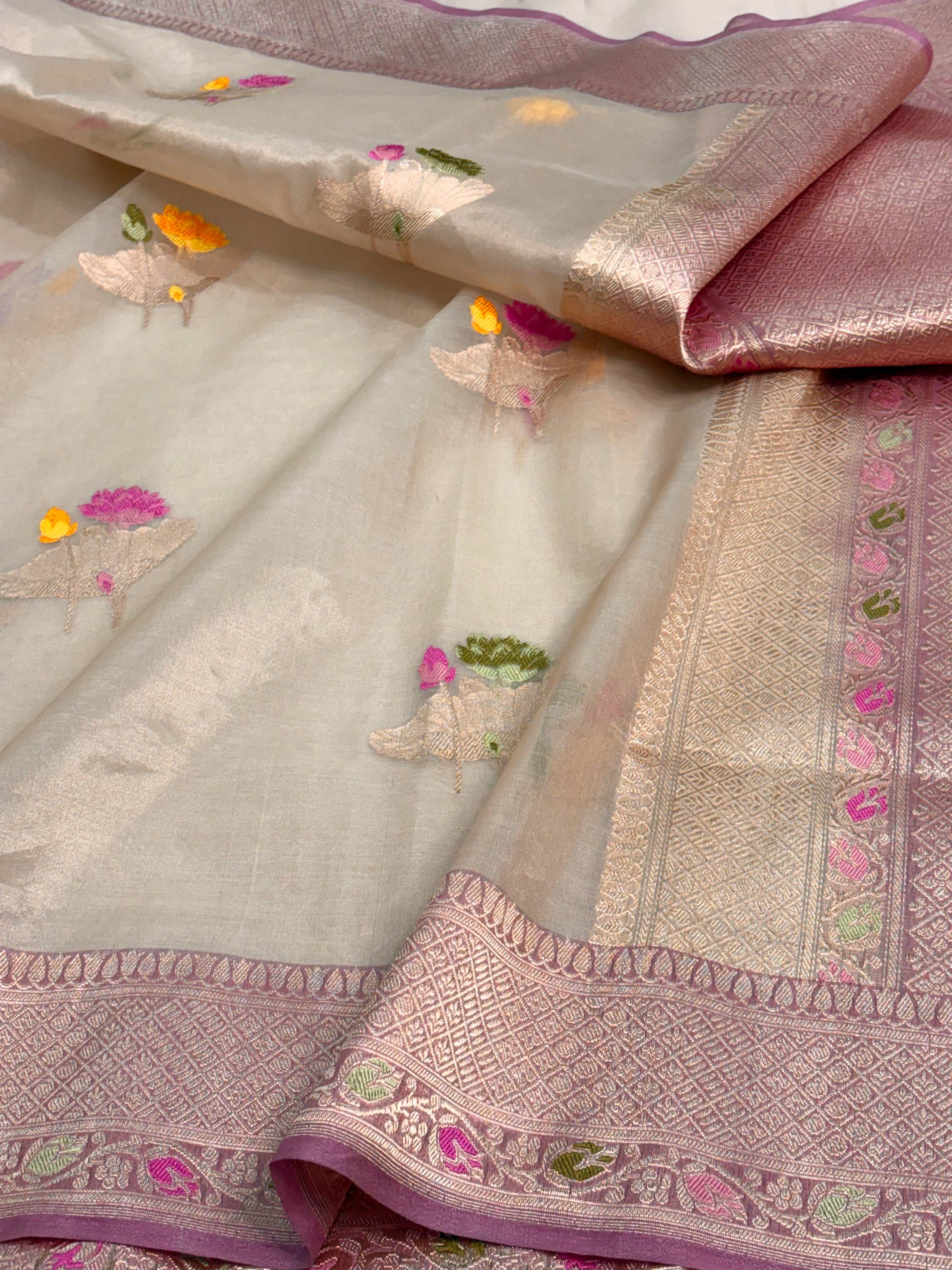 Handloom Tissue Tilfi Buta Banarasi Saree