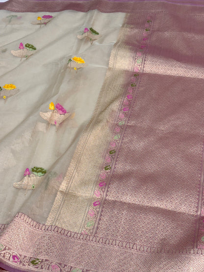 Handloom Tissue Tilfi Buta Banarasi Saree