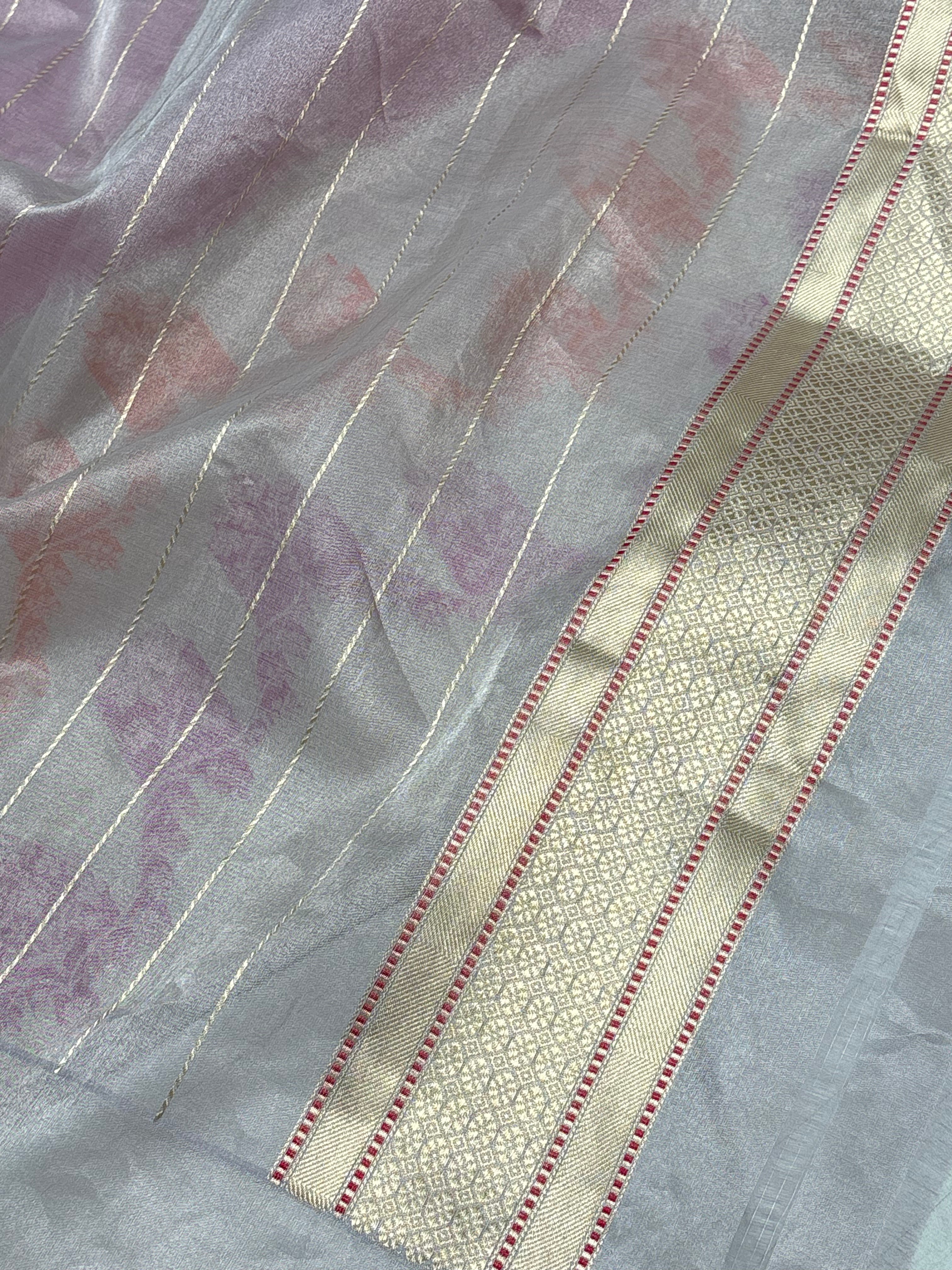 Pink Kora Kadhiyal Banarasi Saree