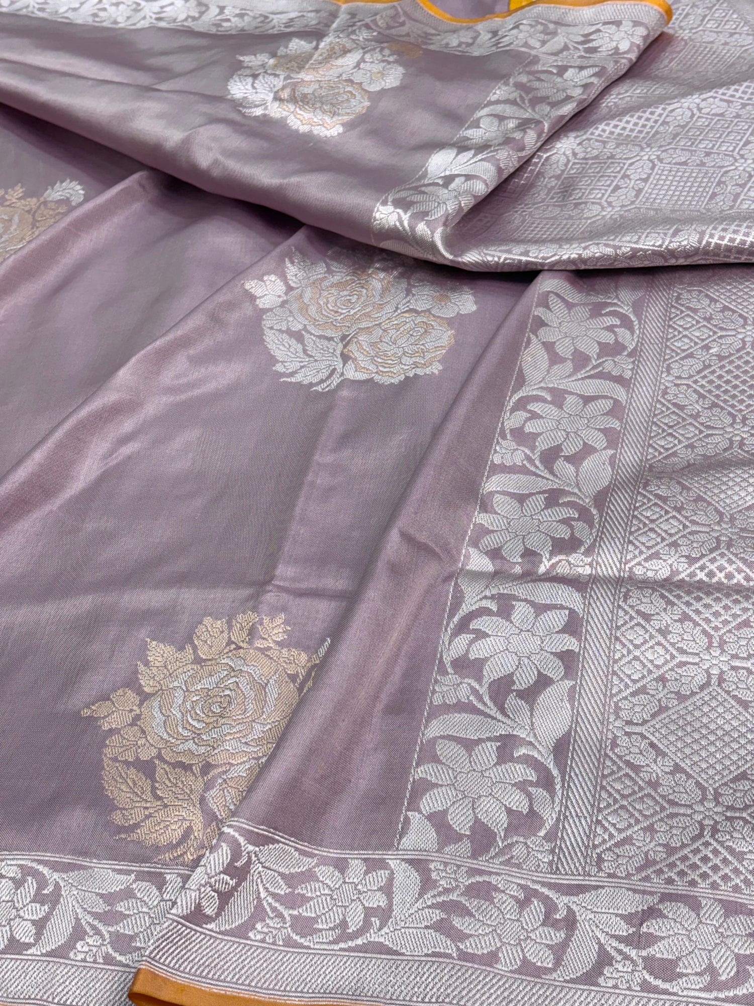 Mauve Banarasi Ektara Pure Katan Silk Saree