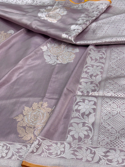 Mauve Banarasi Ektara Pure Katan Silk Saree