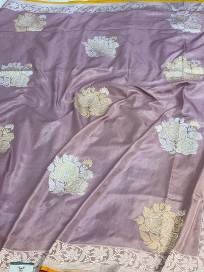 Mauve Banarasi Ektara Pure Katan Silk Saree