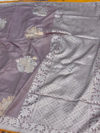 Mauve Banarasi Ektara Pure Katan Silk Saree
