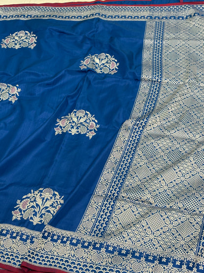 Royal Blue Banarasi Ektara Katan Silk Saree