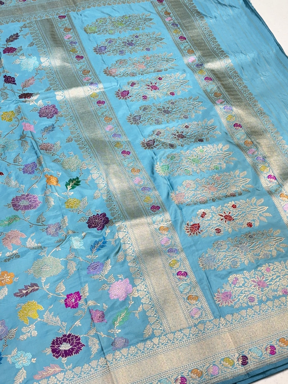 Blue Pure Banarasi Katan Silk Handloom Saree