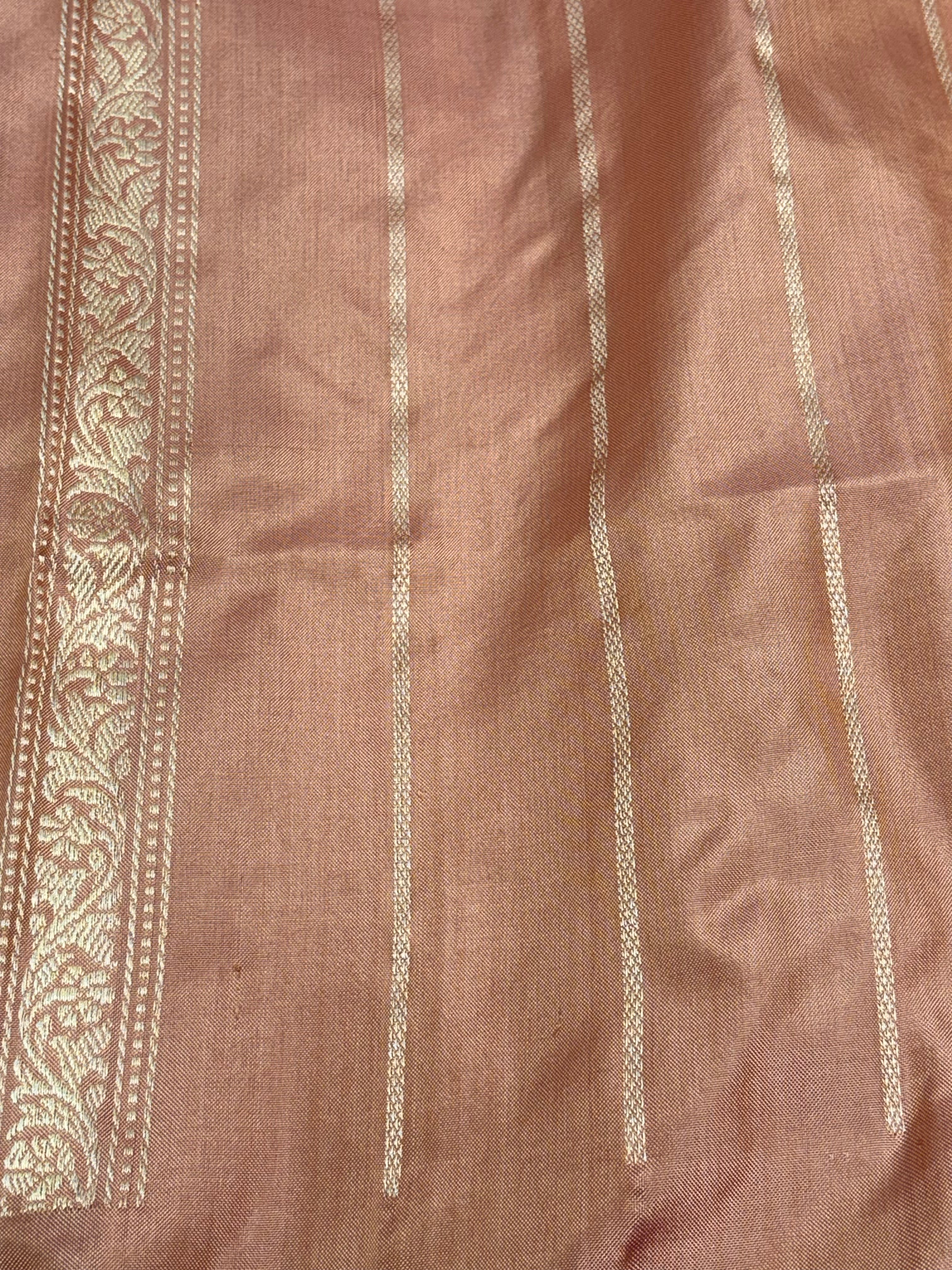 Peach Banarasi Ektara Pure Katan Silk Saree