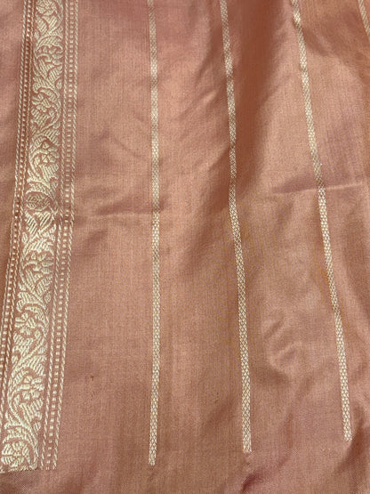 Peach Banarasi Ektara Pure Katan Silk Saree