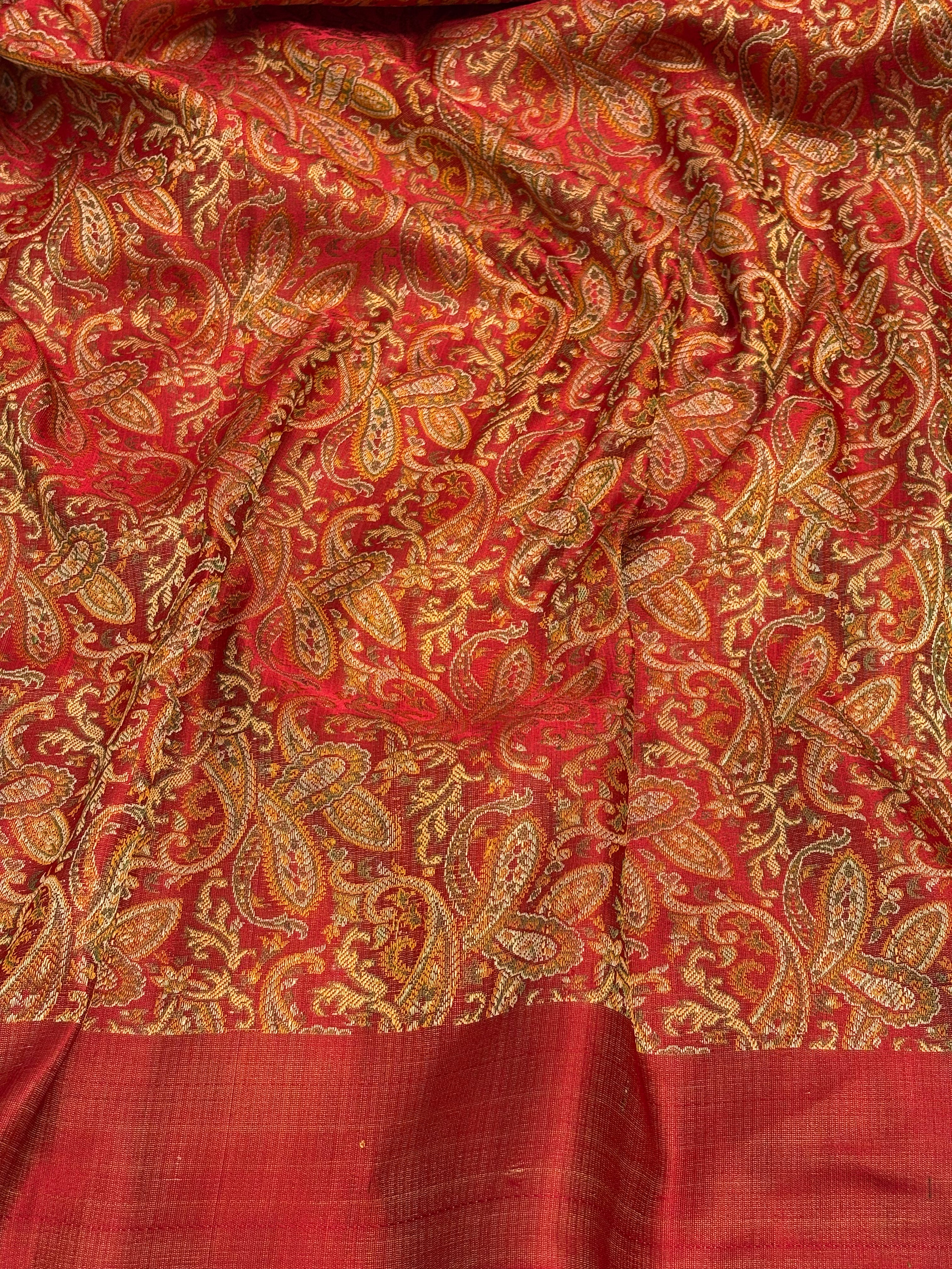 Rani Pink Handwoven Banarasi Satin Silk Saree with Pashmina Pallu