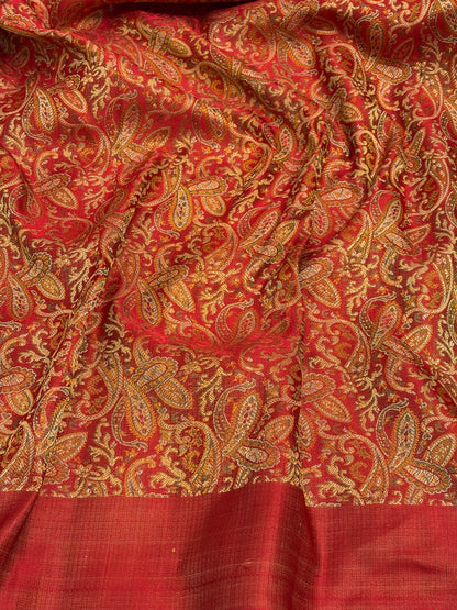 Rani Pink Handwoven Banarasi Satin Silk Saree with Pashmina Pallu
