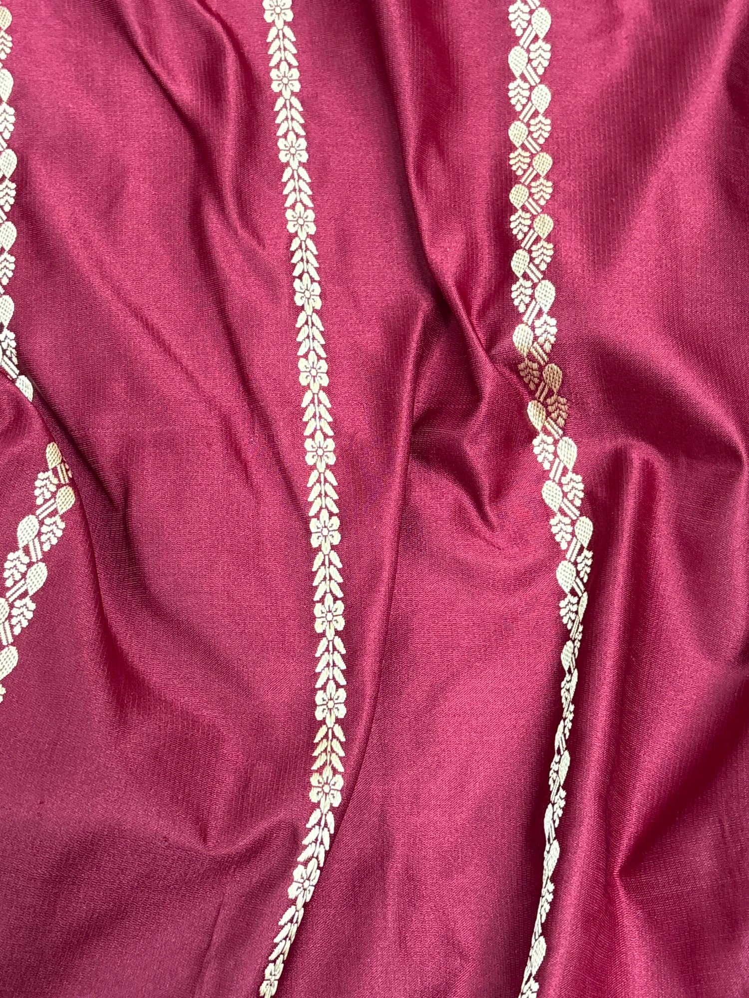 Pure Handwoven Maroon Banarasi Satin Silk Saree