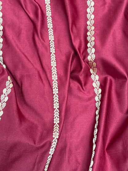 Pure Handwoven Maroon Banarasi Satin Silk Saree