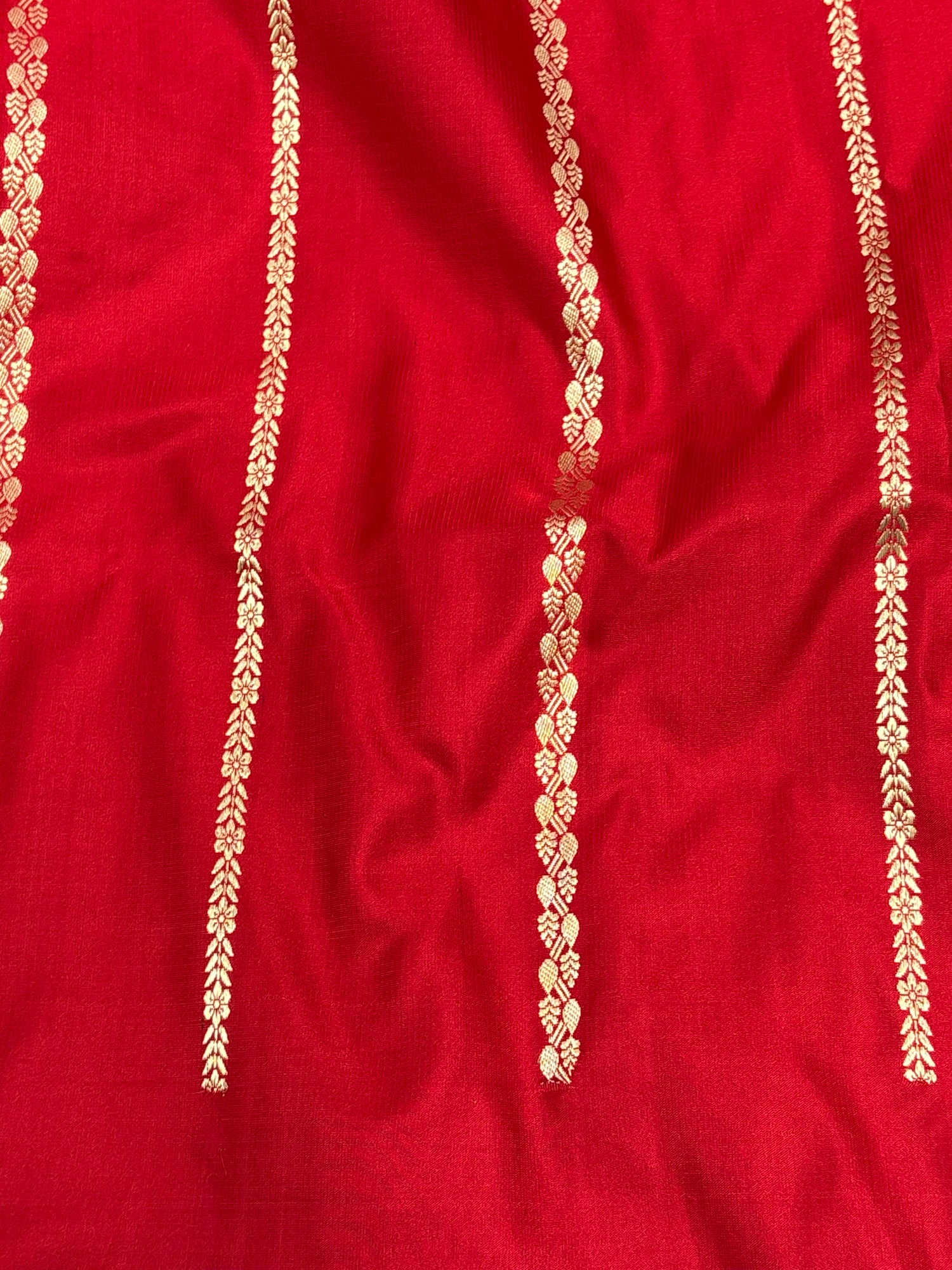 Ruby Red Banarasi Satin Silk Saree