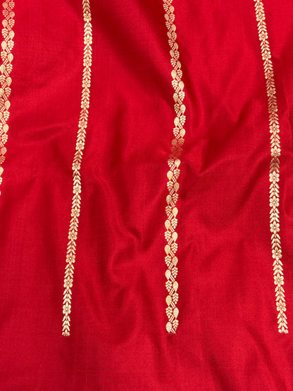 Ruby Red Banarasi Satin Silk Saree